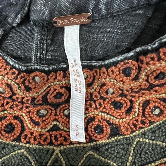 Free People Snow Bunny Boho Burnt Orange Embroidered Boxy Swing Top - Picture 9 of 12